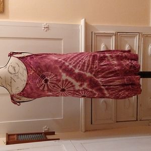 NWOT Sacred Threads tie dyed fuschia sundress OS